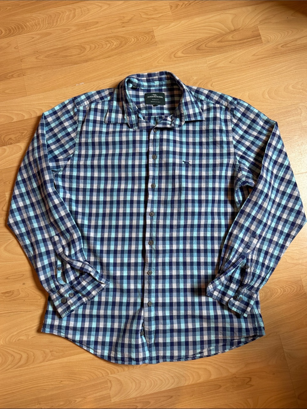 Rodd & Gunn Navy and Light Blue Check Button-Down Shirt
